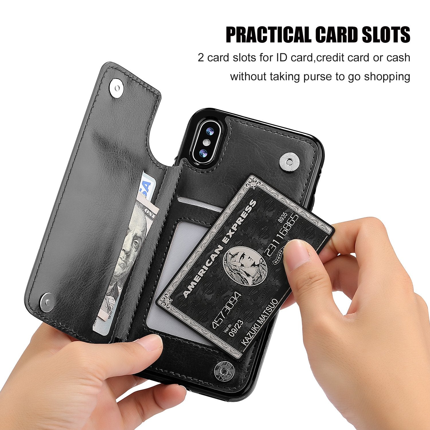 iPhone X Leather Wallet Case Magnetic Flip Card Shockproof Cover