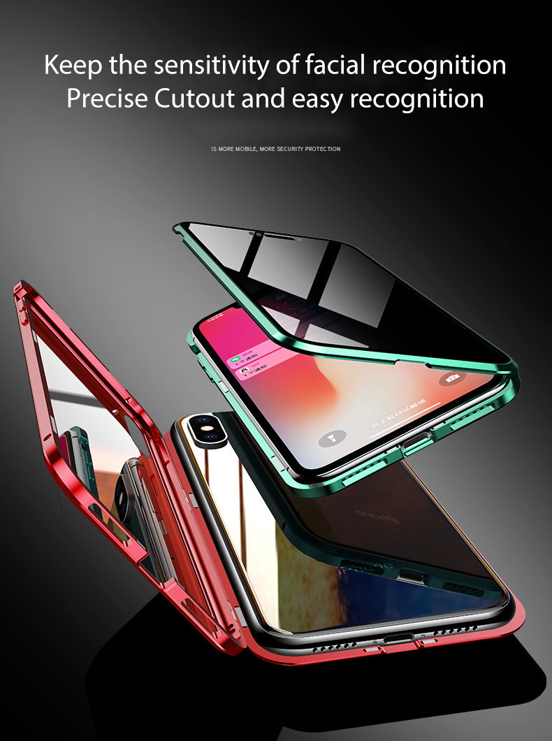 iPhone 7  Case Magnetic Metal Anti Spy Tempered Glass Cover