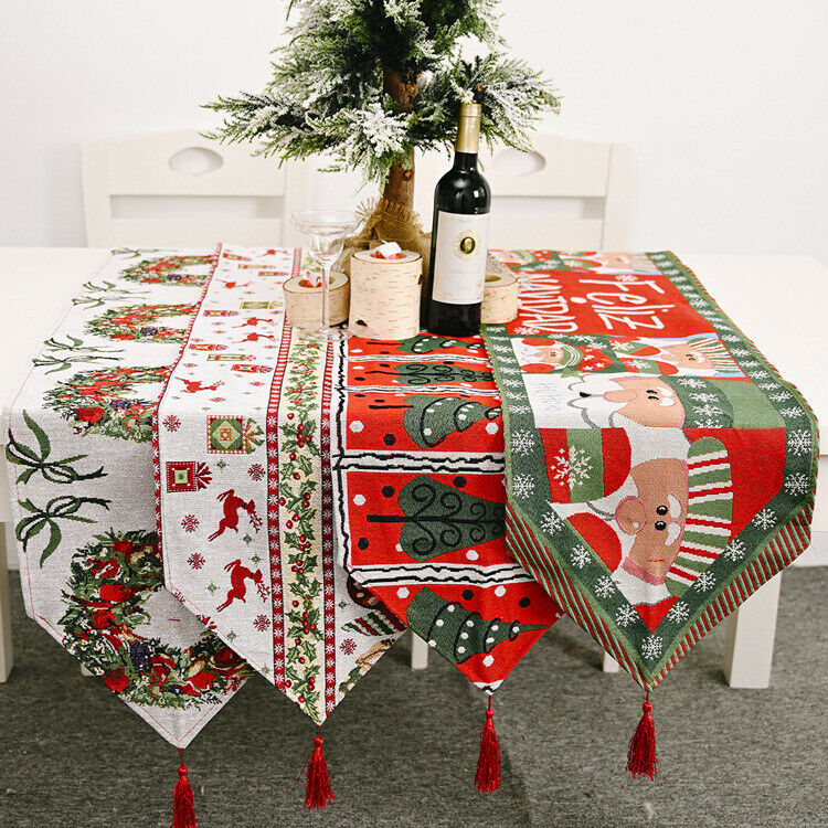 Christmas Table Runner Table Cloth Cover Home Xmas Party Table Decorations