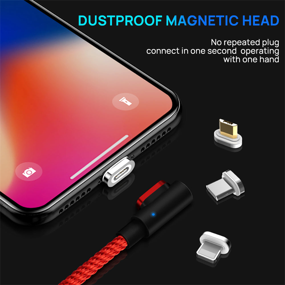 90 Degree 5A USB Magnetic Data Charging Cable Fast Charger For iPhone