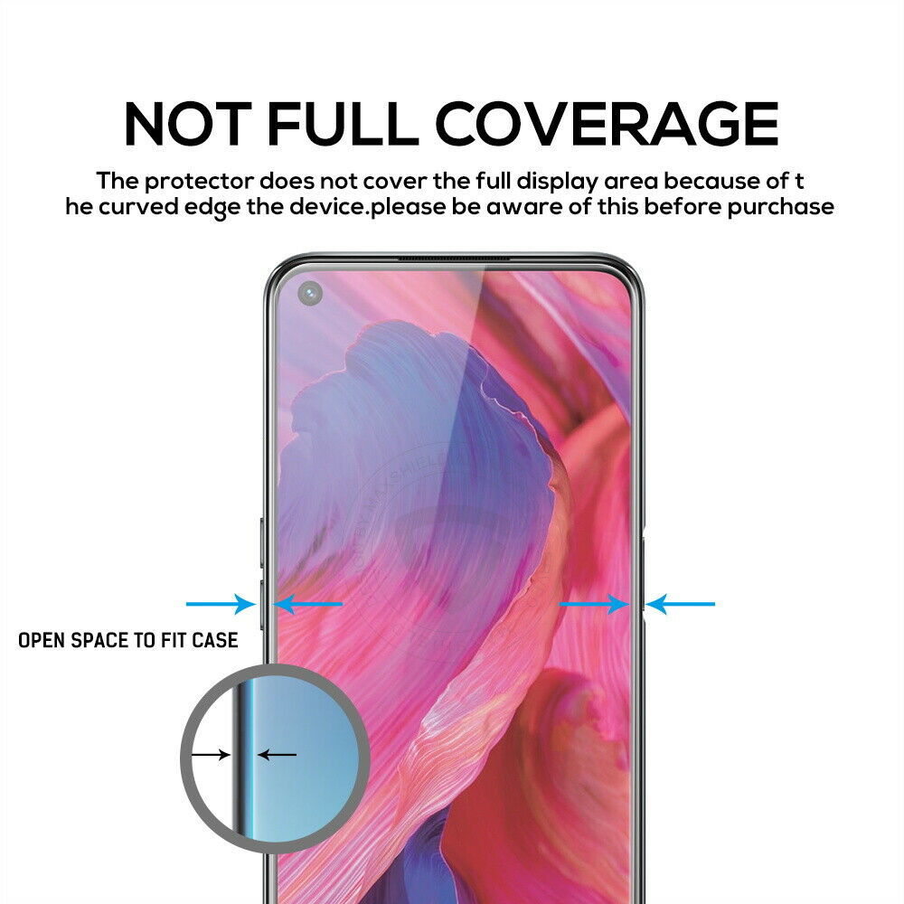 2X For OPPO A74 Reno 8 Lite 5G Tempered Glass Screen Protector Guard Full Cover 2021