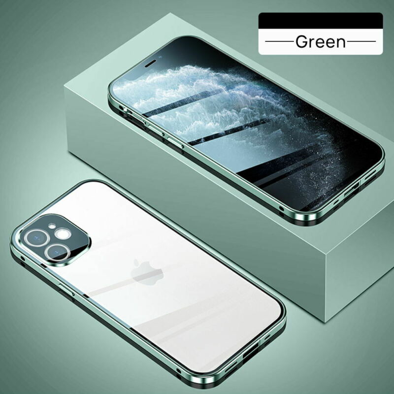 For iPhone 12 Pro 6.1" Case 360° Magnetic Metal Double-sided Glass Cover