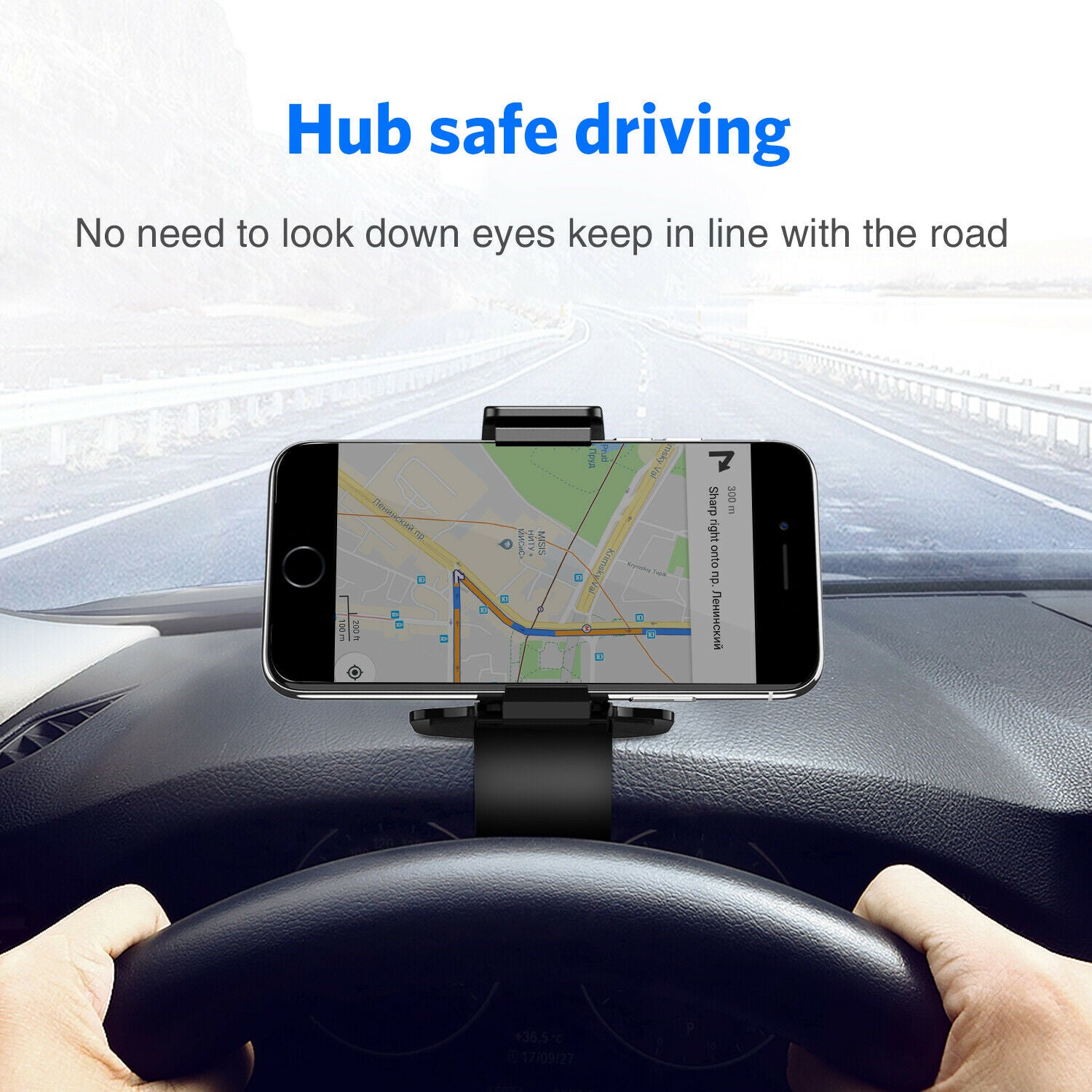 Universal Anti skid Car Phone Holder Clip HUD Design Dashboard Adjustable Mount
