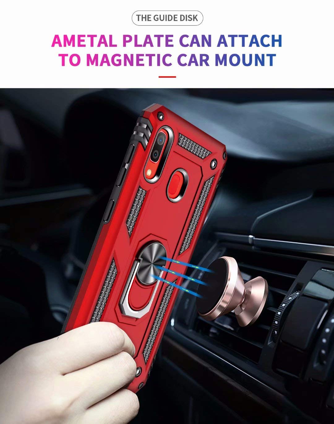 Samsung Galaxy A70 Anti Scratch Rugged Magnetic Car Mount Ring Case Heavy Duty Case Cover (Navy)