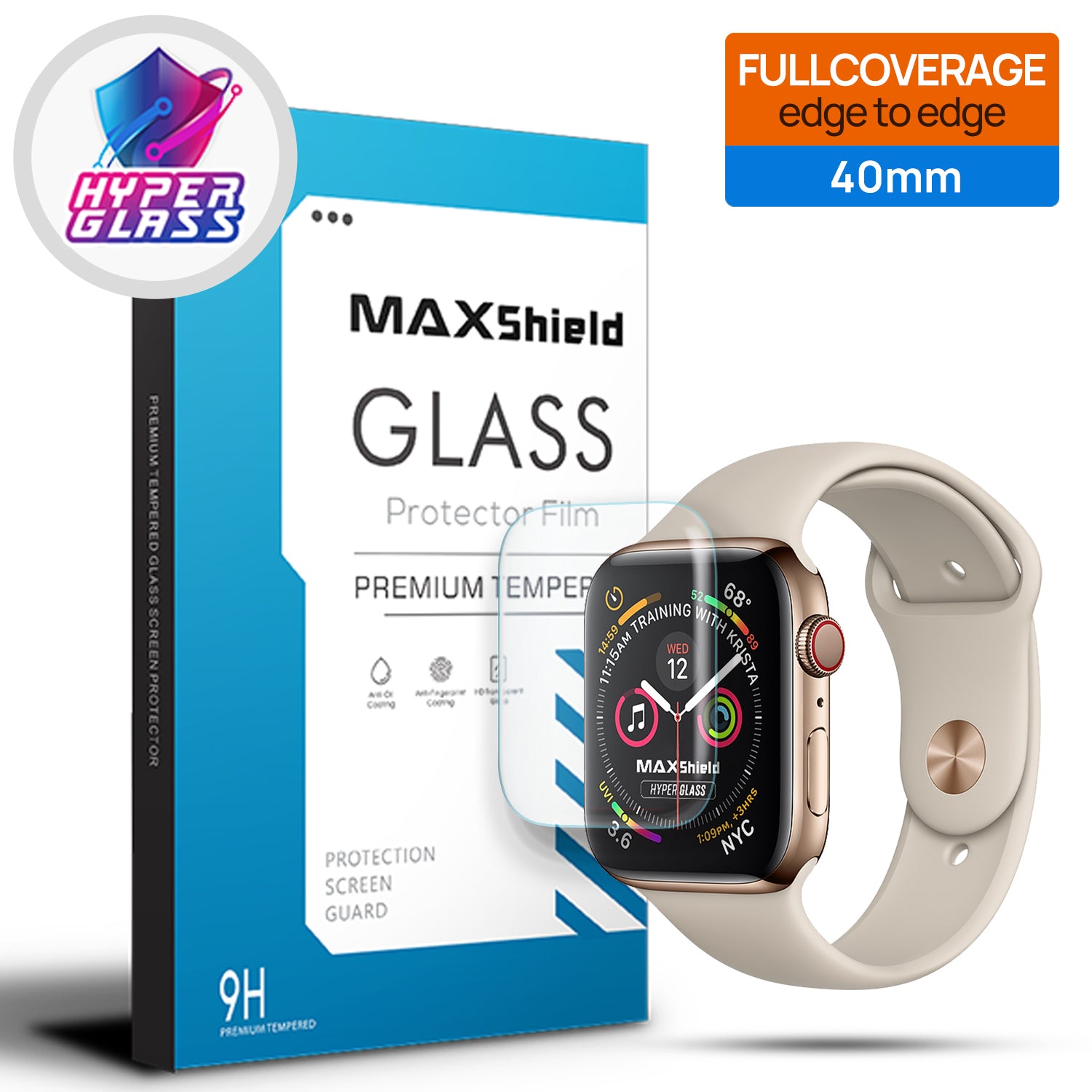 MaxShield Screen Protector for Apple Watch Series 1/2/3/4 40mm iWatch