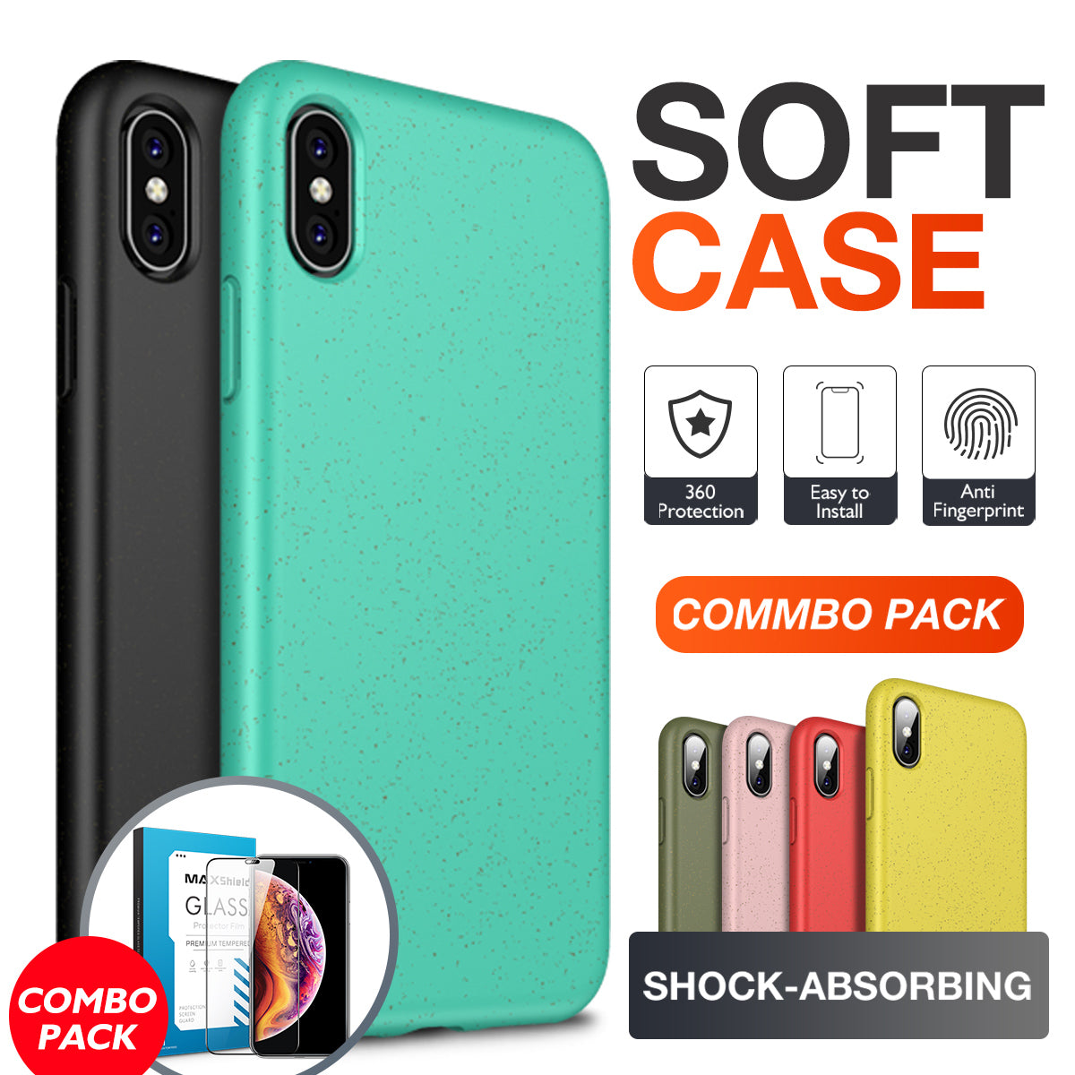 For iPhone XR Shockproof Thin Soft Silicone Phone Back Cover Case