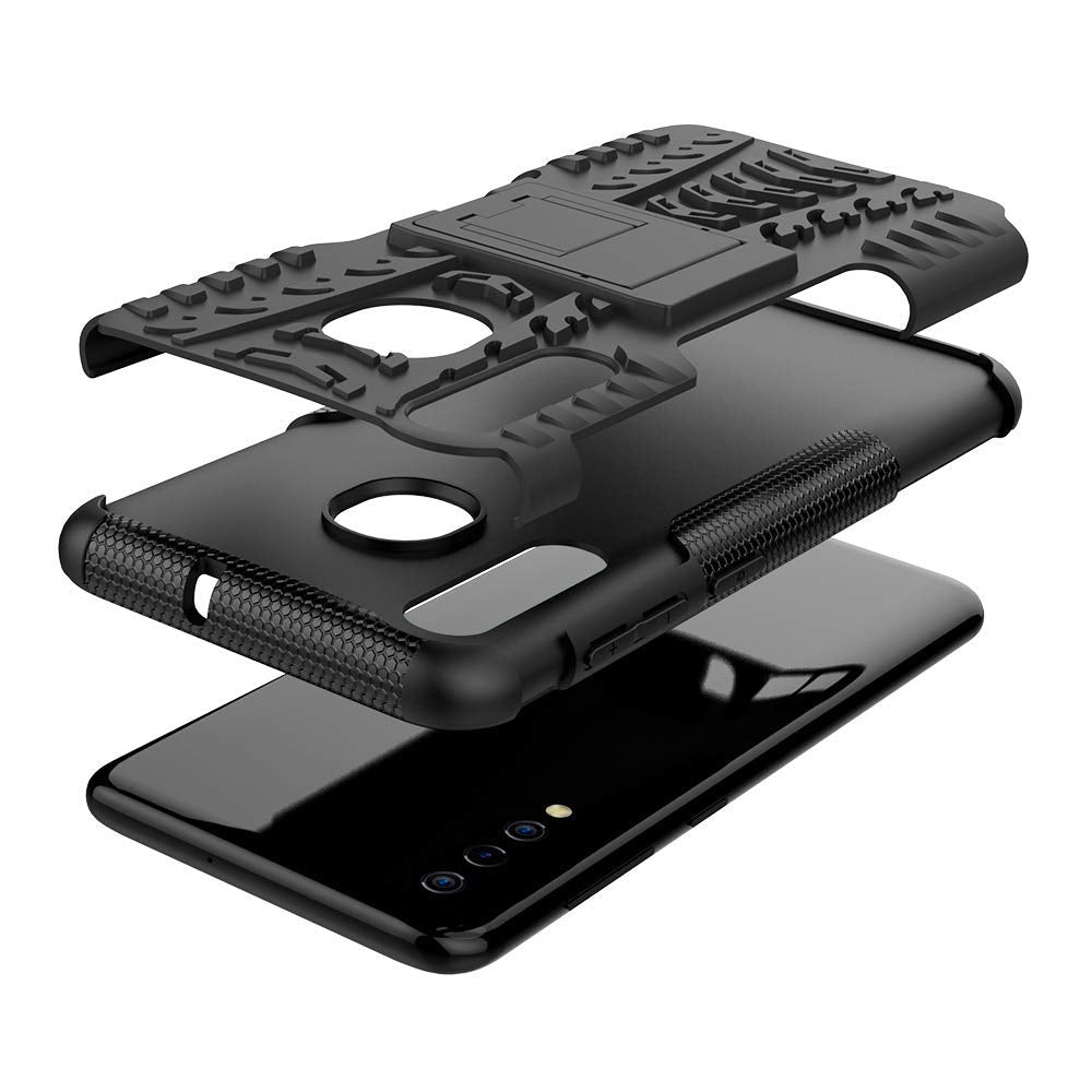 Samsung Galaxy A50 Heavy Duty Tough Shockproof Strong Rugged Anti-Knock Kids Protective Case Cover (Black)