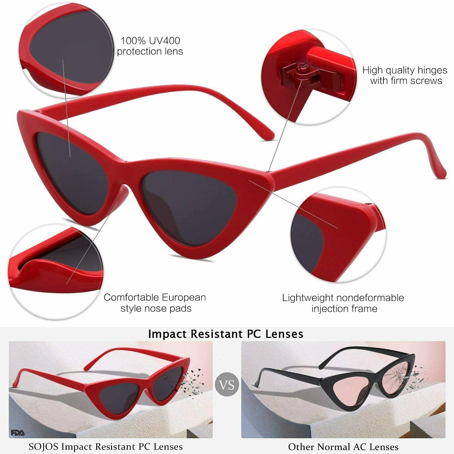 Vintage Retro Vintage Cat Eye Sunglasses Fashion Women Rapper Unisex Goggles