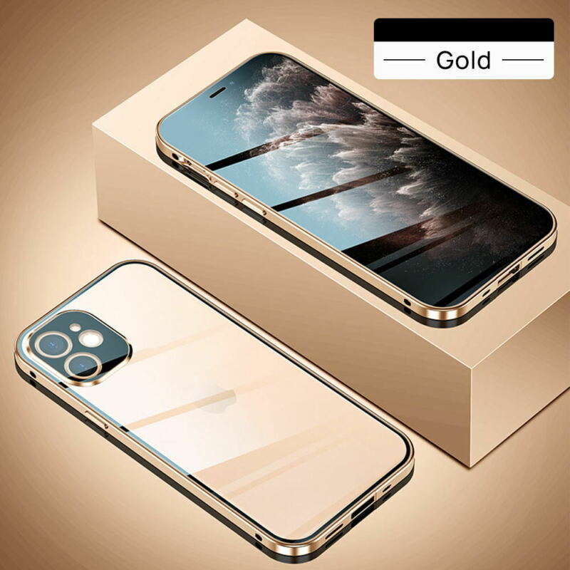 For iPhone 12 Pro 6.1" Case 360° Magnetic Metal Double-sided Glass Cover