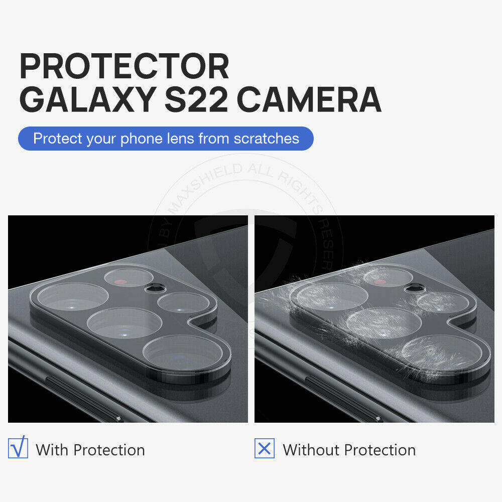 MAXSHIELD For Samsung Galaxy S22 Plus Ultra 5G Camera Lens Screen Glass Protector