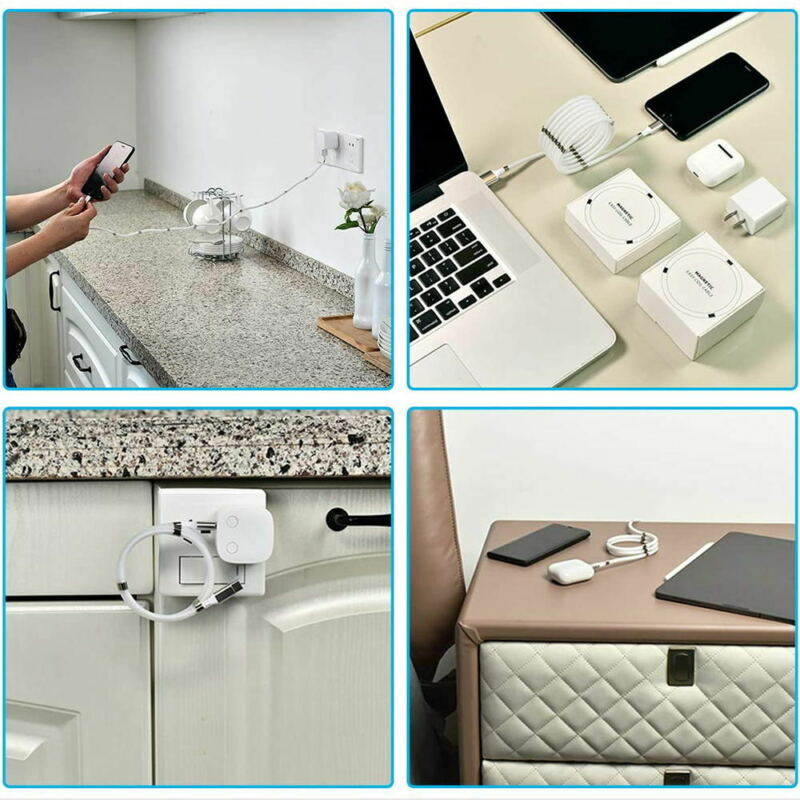 For iPhone 12 Pro MAX Mini 20w PD Lightning USB-C Organized Self Winding Cable