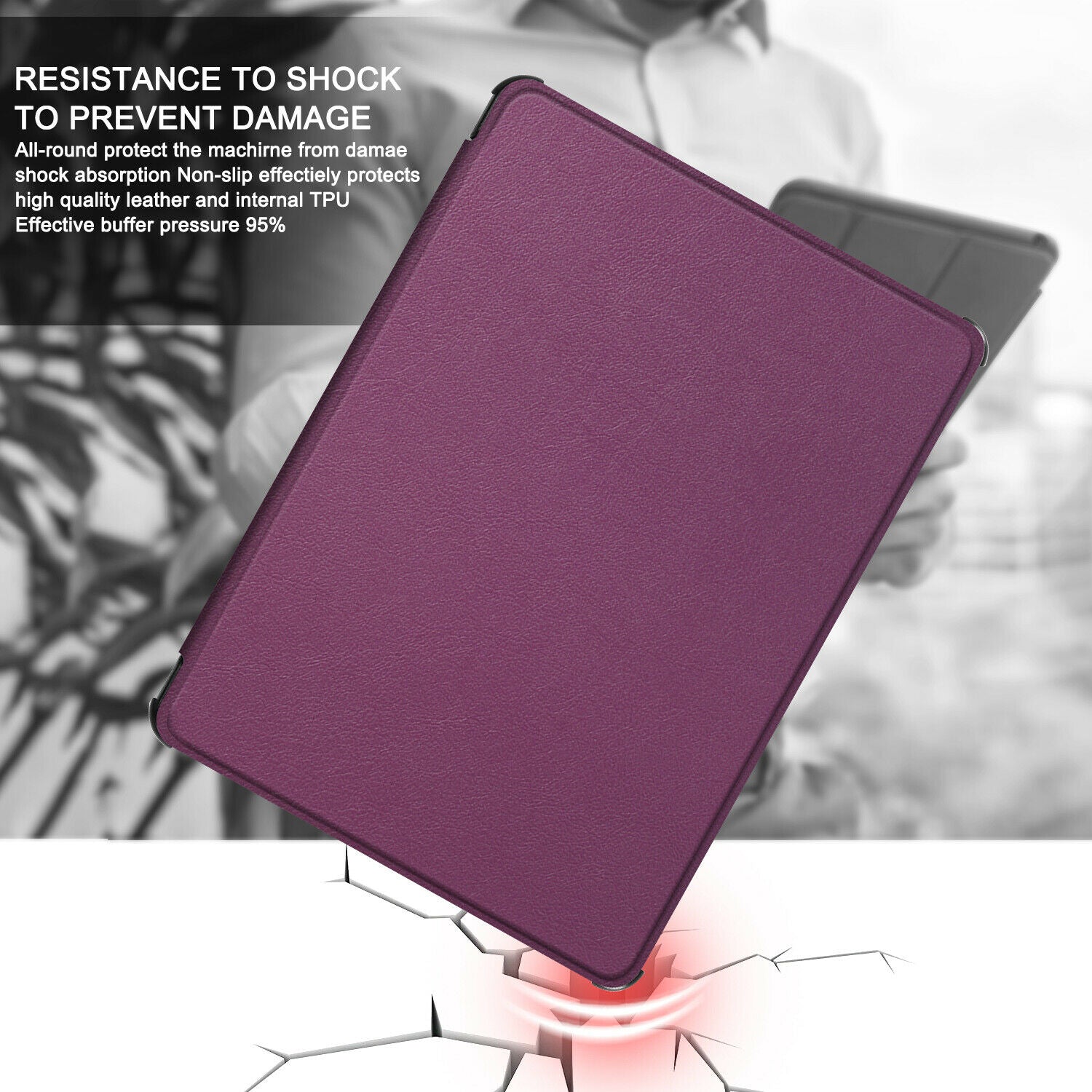 New Amazon Kindle 2019 10th 6" Inch Case Smart Flip Leather Back Slim Cover-Wine Red