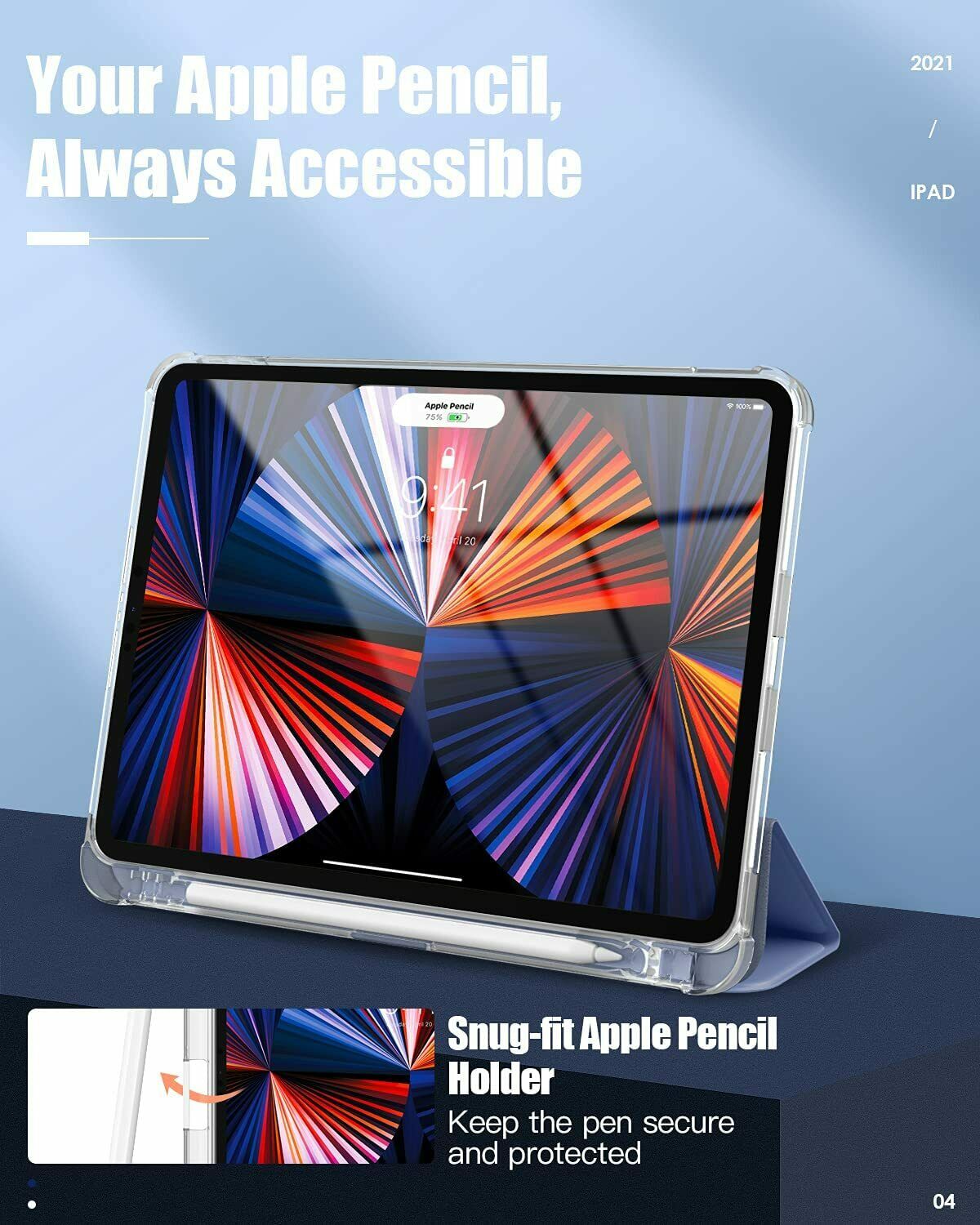 For Apple iPad Pro 12.9" 2021(5th Gen) Clear Case Shockproof Heavy Duty Cover