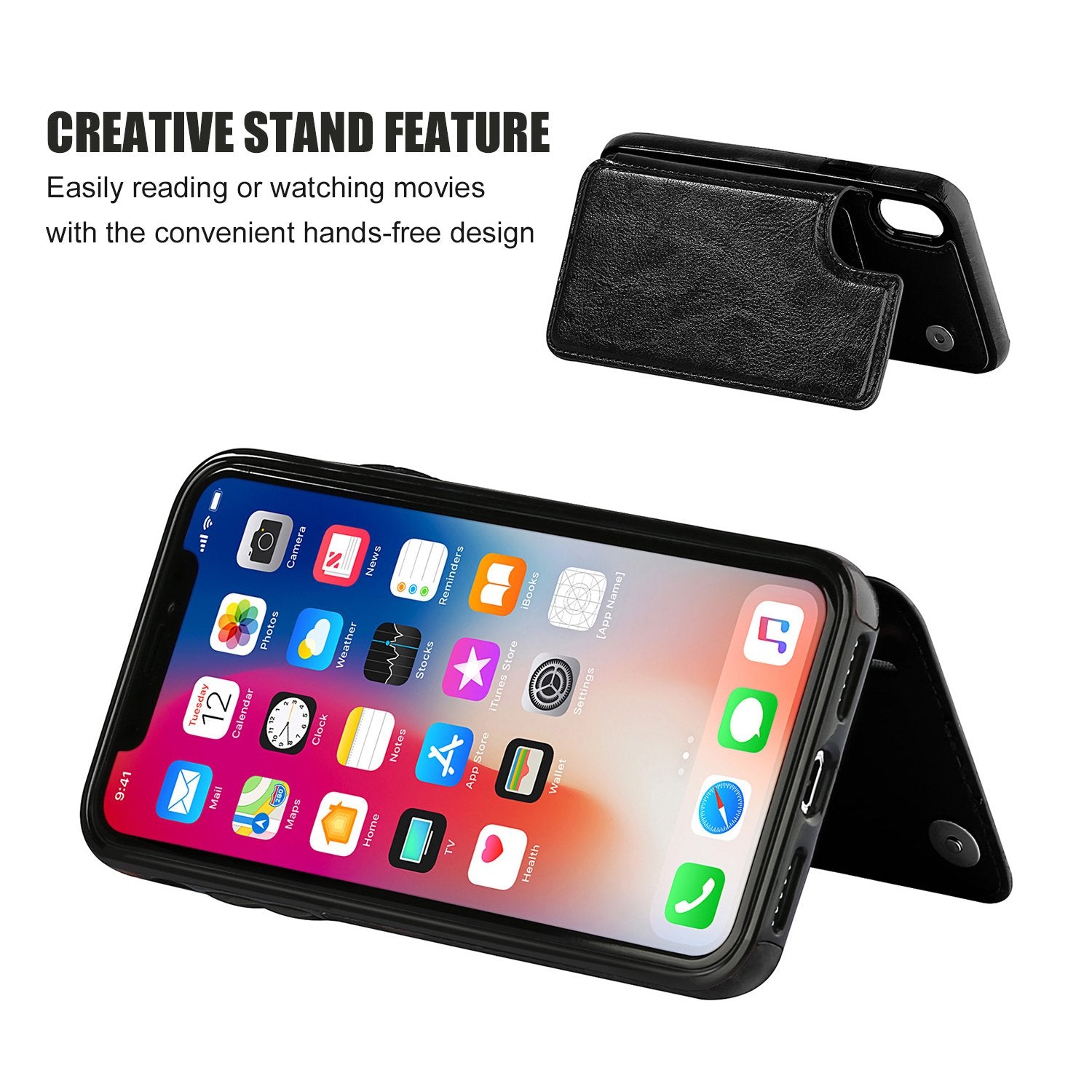 iPhone XR Leather Wallet Case Magnetic Flip Card Shockproof Cover