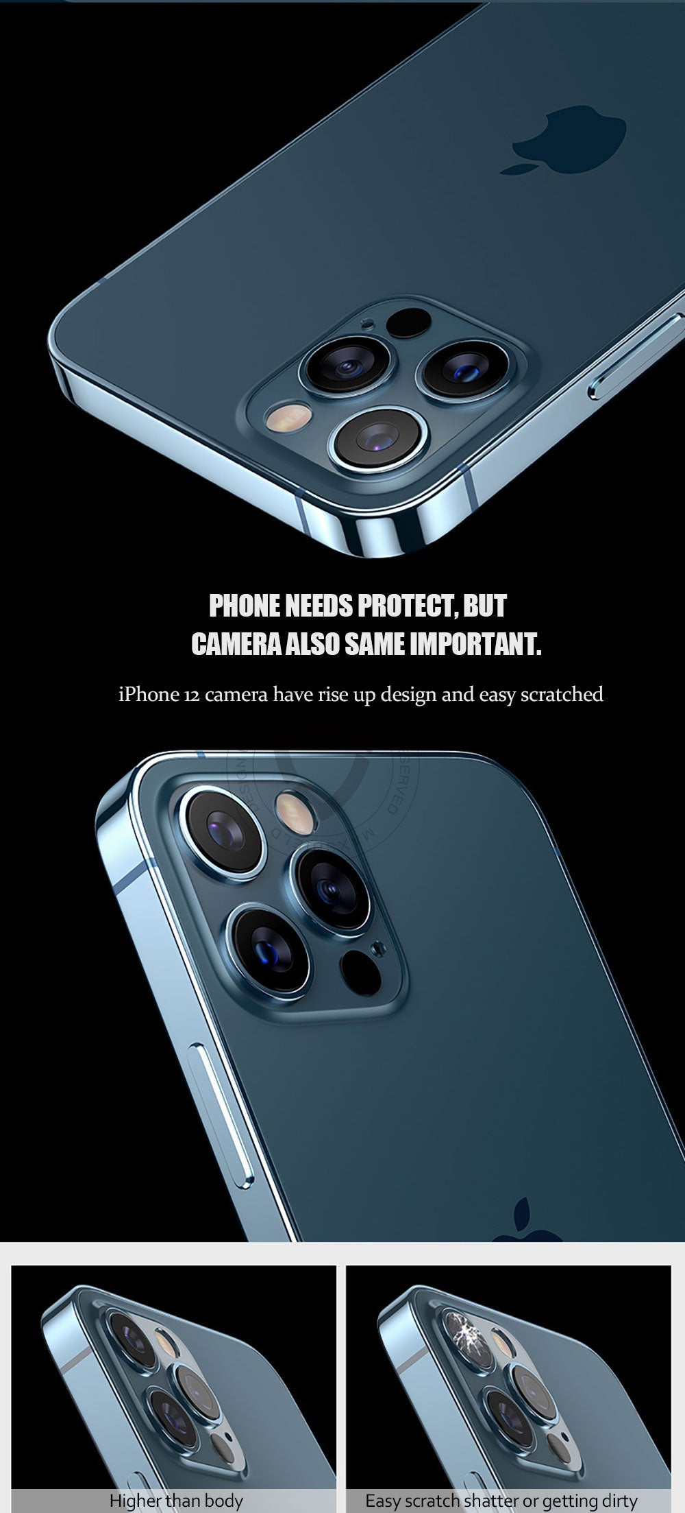 For Apple iPhone 12 Camera Lens Aluminium Metal Glass Screen Protector