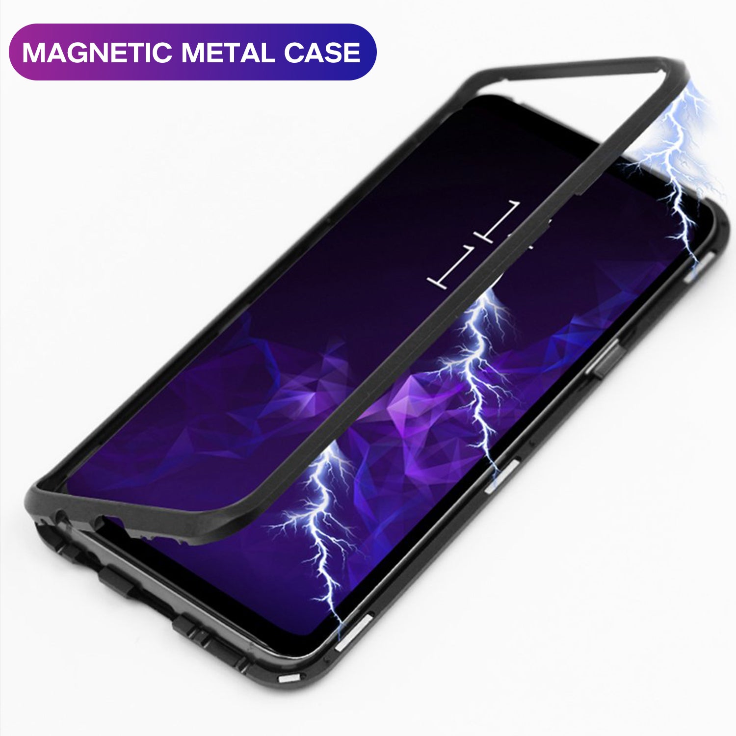 For Galaxy S10 Magnetic Metal Tempered Glass Case Cover-Black, White, Red
