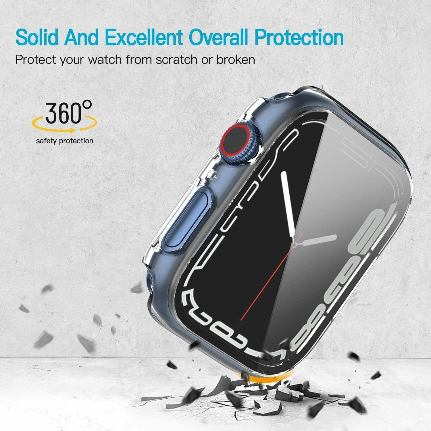For Apple Watch iWatch Series7 Clear Case Full Cover Screen Protector 41/45mm