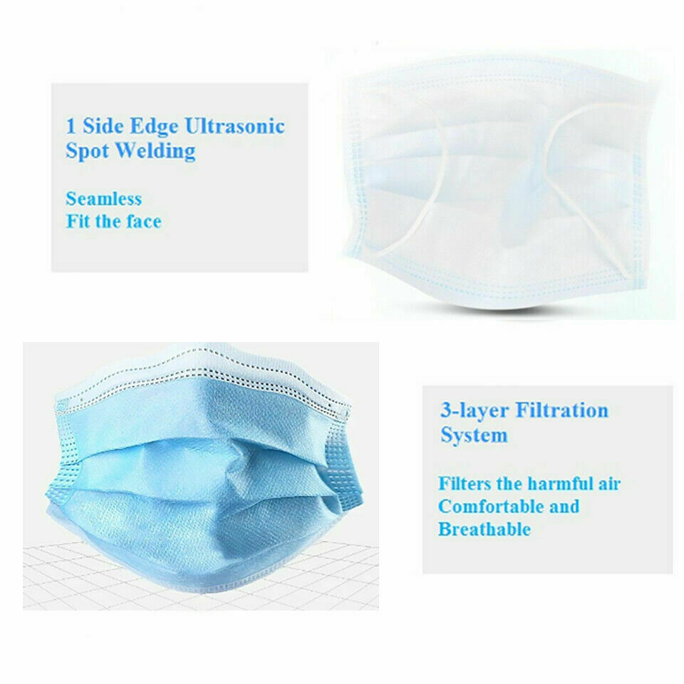 200 Pcs Disposable 3-Ply Face Mask Protective Meltblown AU for General Use