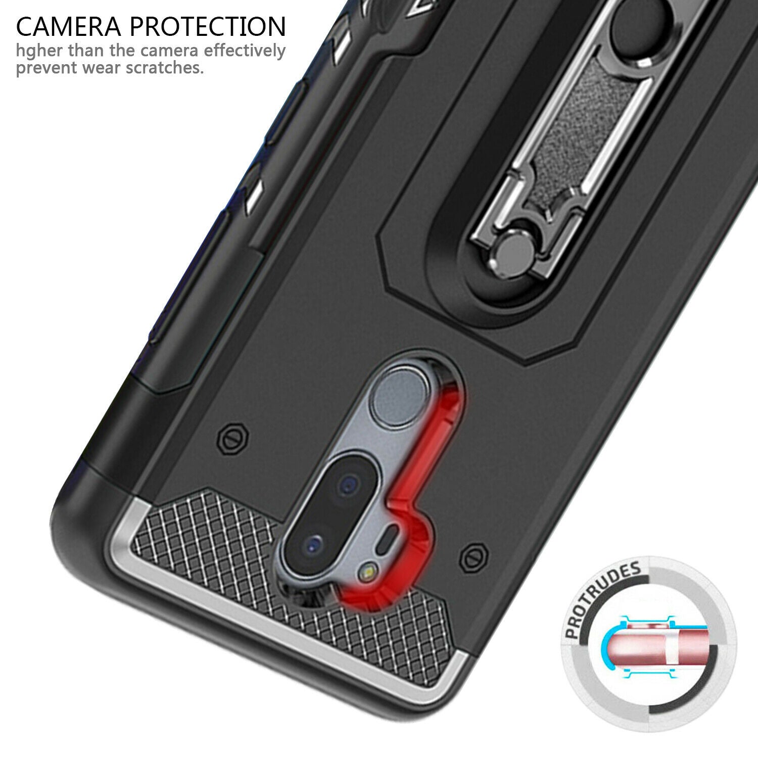 For LG G7 Case Hybrid TPU Heavy Duty Card Slot Stand Shockproof Cover