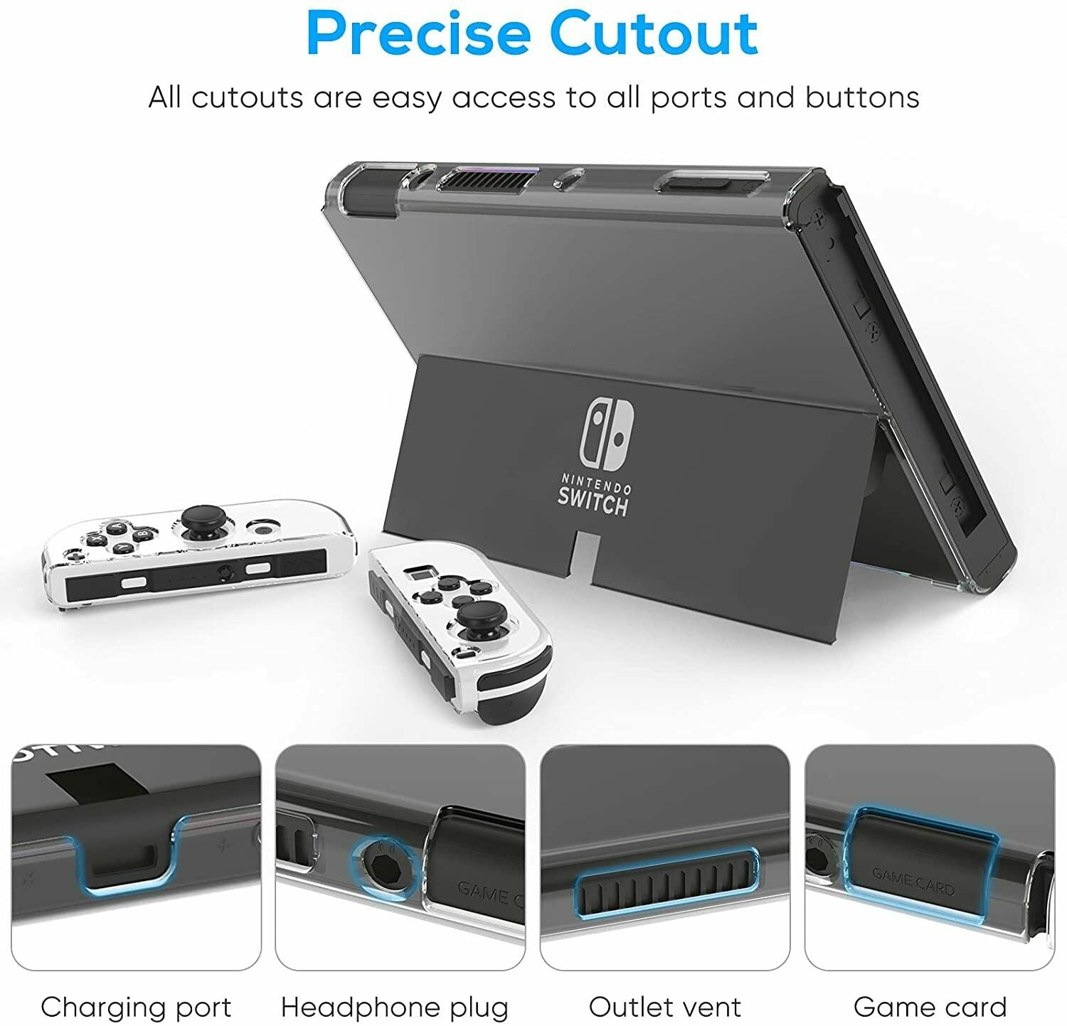 For Switch Nintendo OLED Console Clear Case Slim Heavy Duty Shockproof Hard Cover