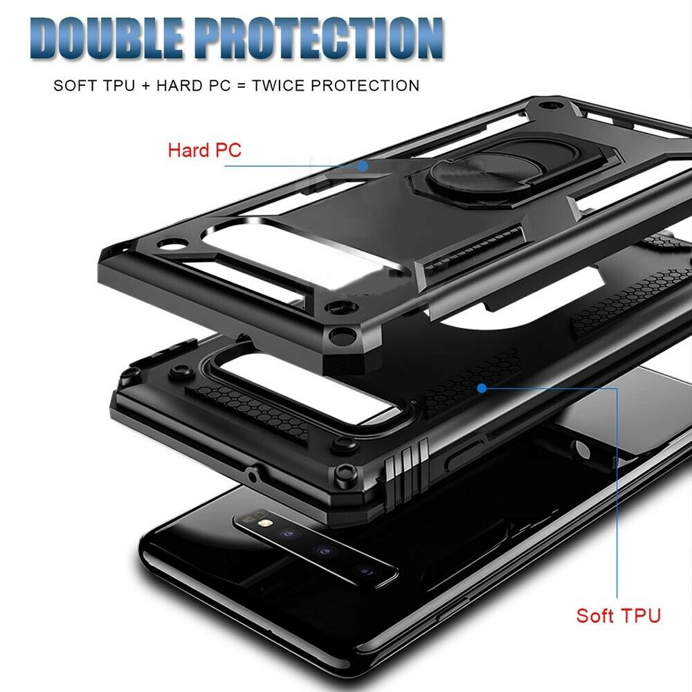 Samsung Note 10 Plus Heavy Duty Armor 360° Stand Ring Holder Case Cover