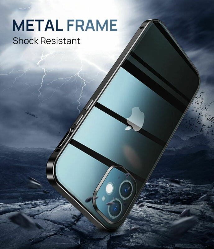 For iPhone 12 Pro 6.1" Case 360° Magnetic Metal Double-sided Glass Cover
