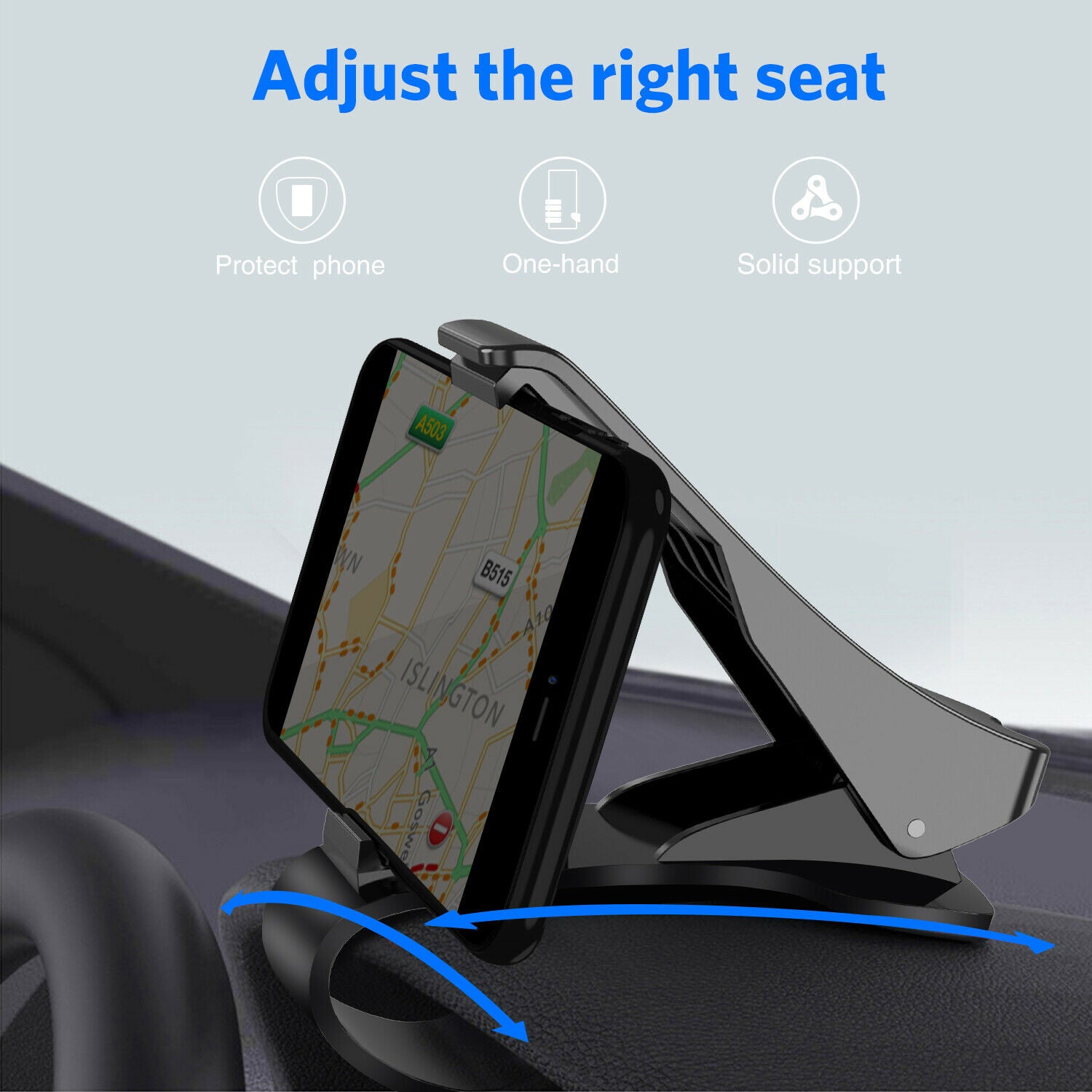 Universal Anti skid Car Phone Holder Clip HUD Design Dashboard Adjustable Mount