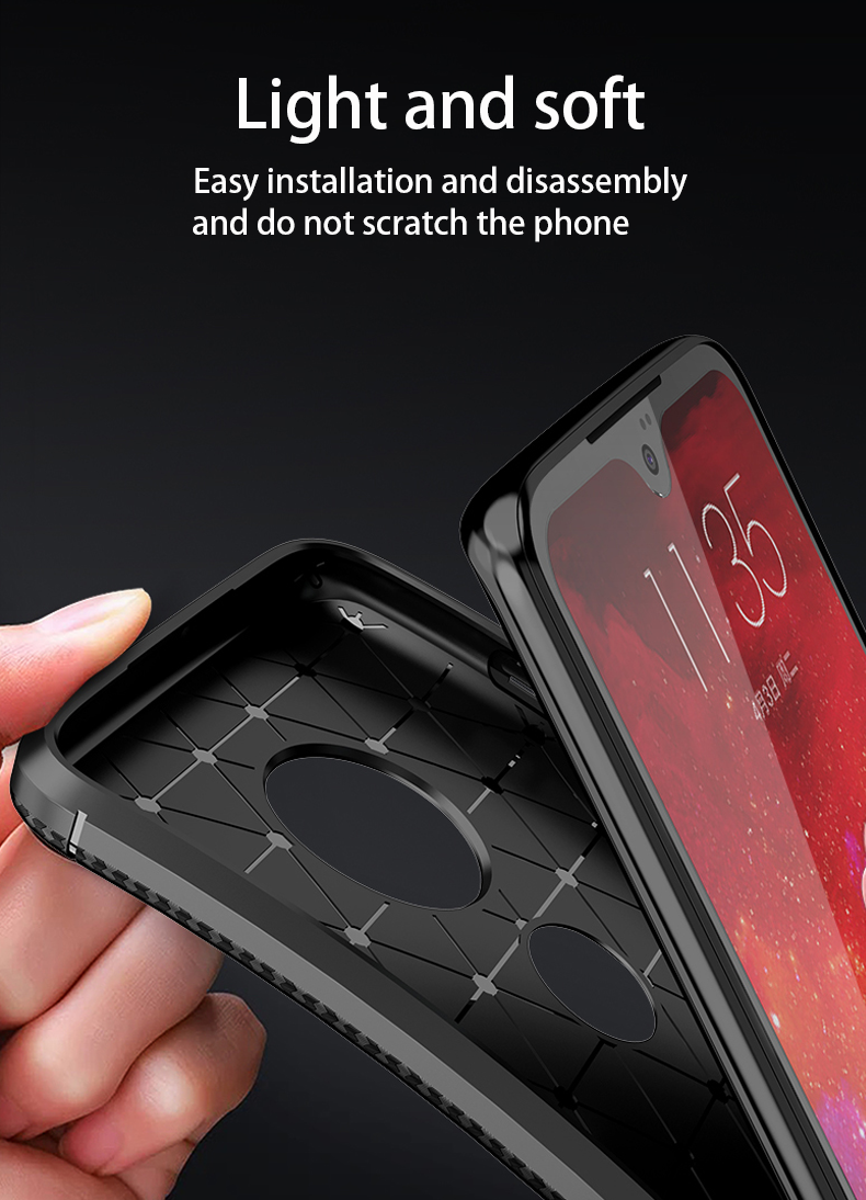 Motorola Moto E5 Shockproof Carbon Fiber soft Case Cover