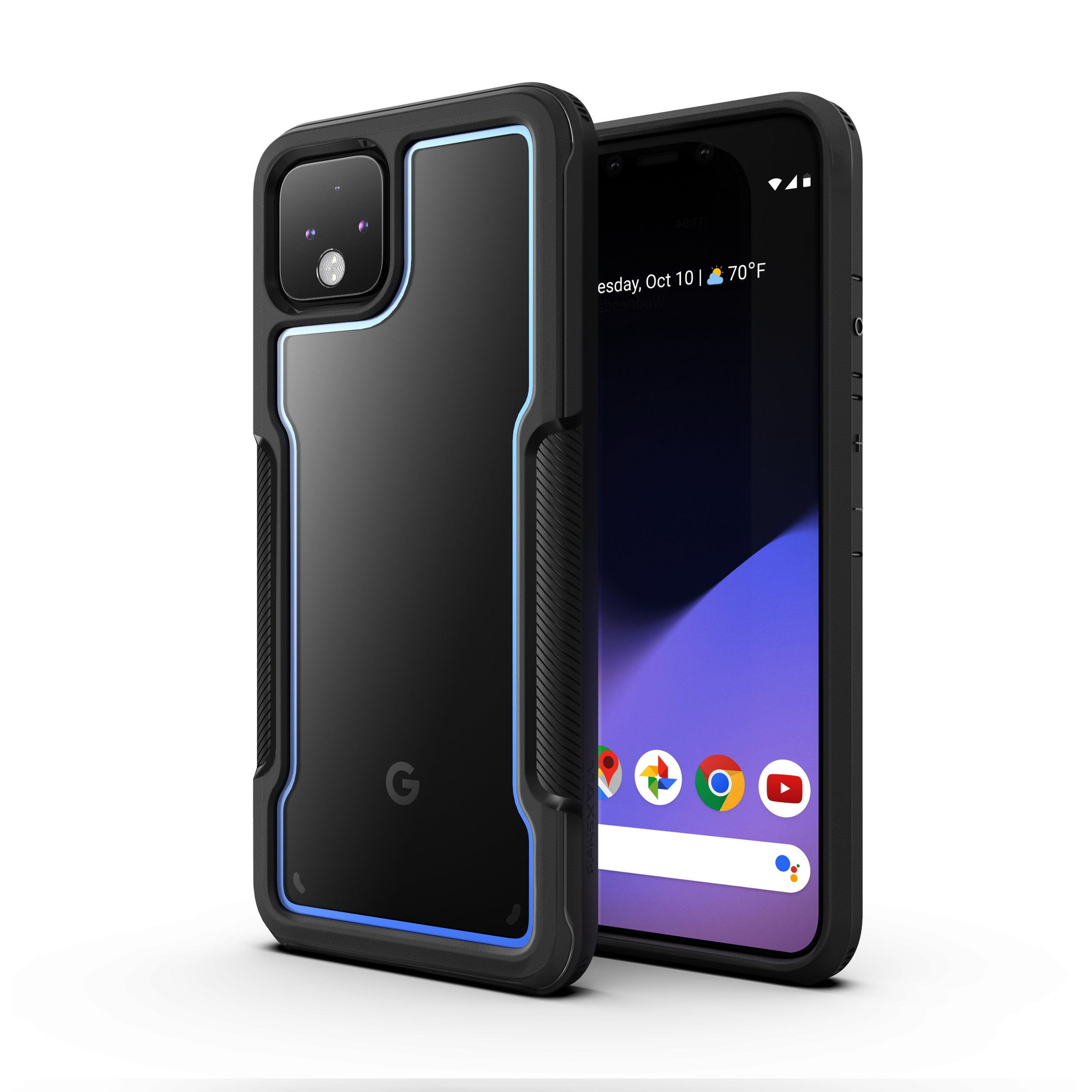 Pixel 4 Case MAXSHIELD Heavy Duty Shockproof Clear Slim Hybrid Cover