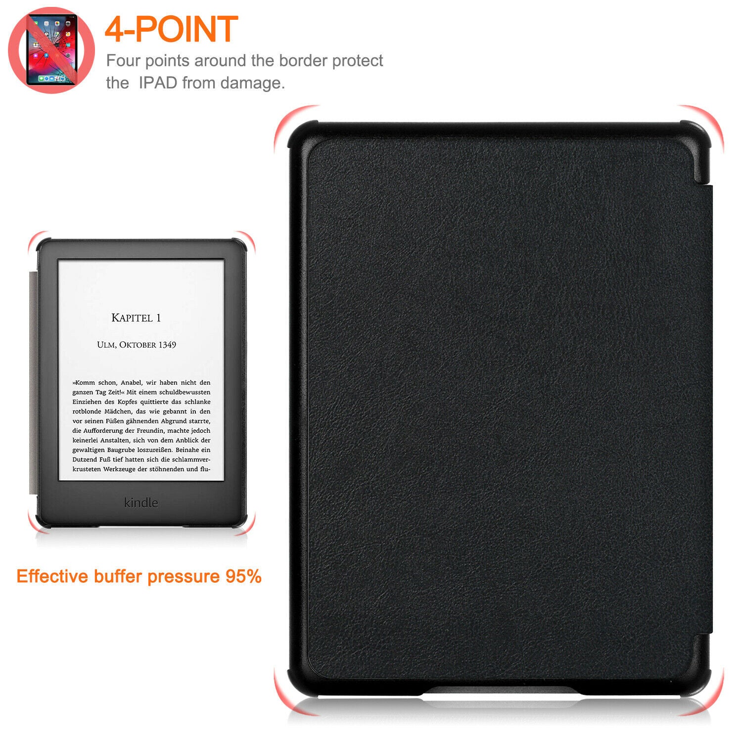 New Amazon Kindle 2019 10th 6" Inch Case Smart Flip Leather Back Slim Cover-Black