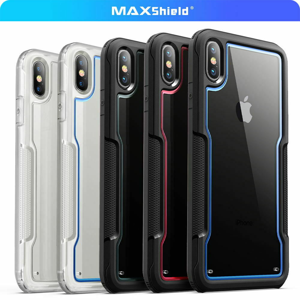 For iPhone X XS Max XR Case MAXSHIELD Clear Heavy Duty Shockproof Slim Cover