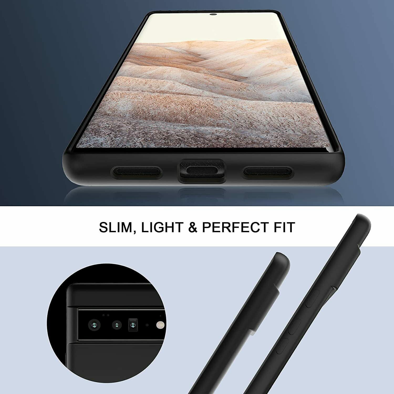 For Google Pixel 6 Pro Case Silicone Matte Shcokproof Soft Cover Screen Protector