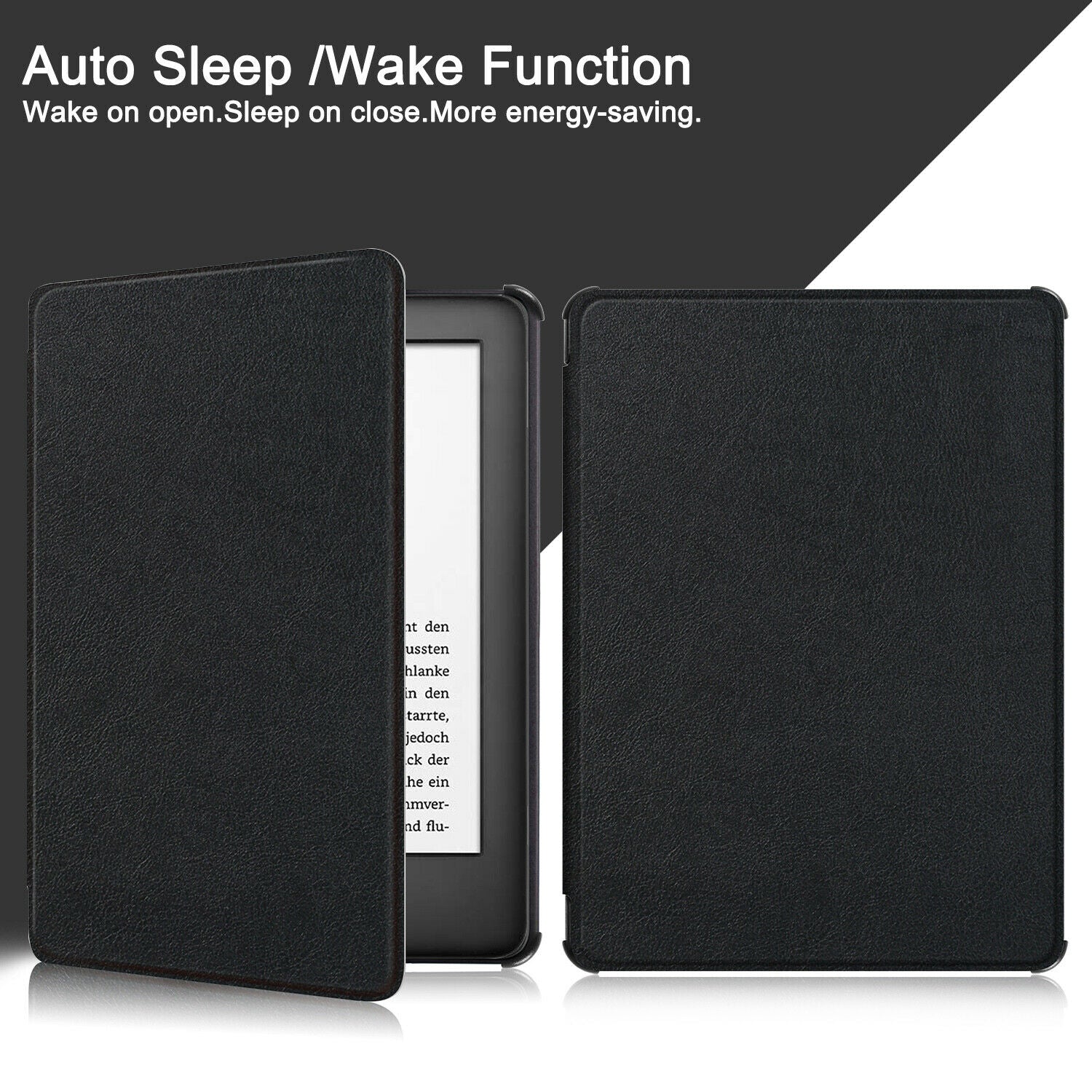 New Amazon Kindle 2019 10th 6" Inch Case Smart Flip Leather Back Slim Cover-Black