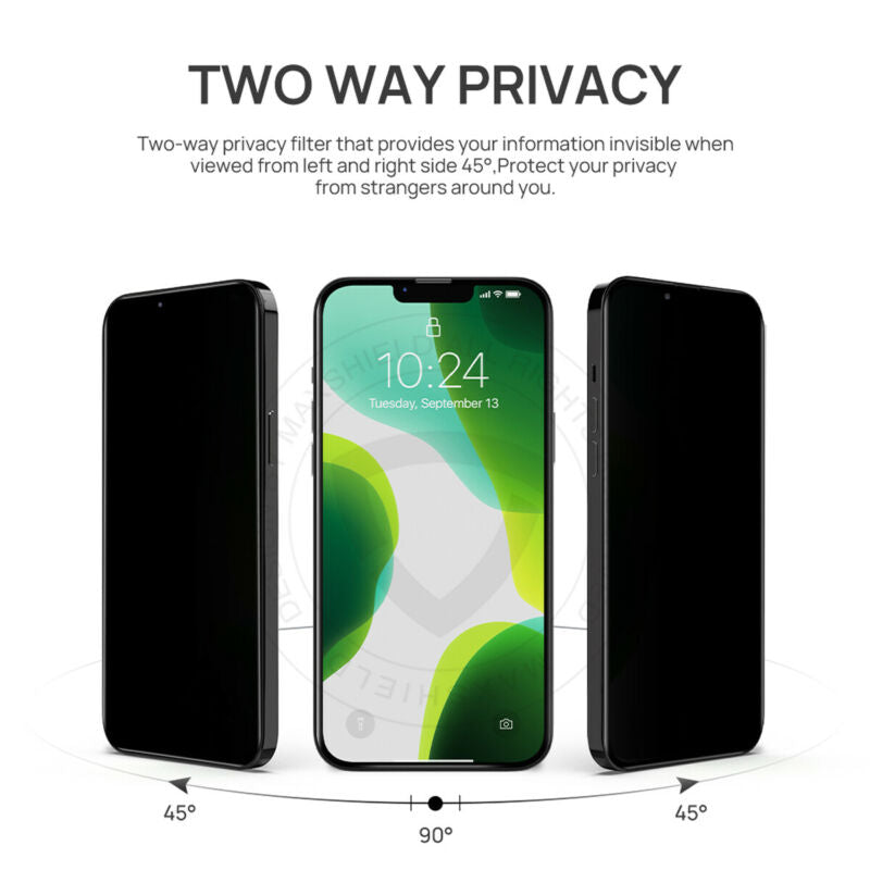 2x Anti-Spy Privacy Screen Protector For iPhone 13 Pro Max Mini Full Tempered Glass