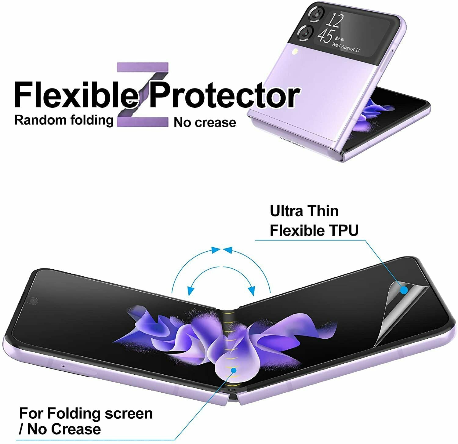For Galaxy Z Flip3 5G Screen Protector MAXSHIELD Full Coverage Case Cover