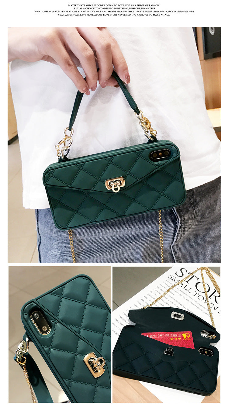 iPhone 7 Plus Case Shoulder Strap Card Wallet Silicone Cover