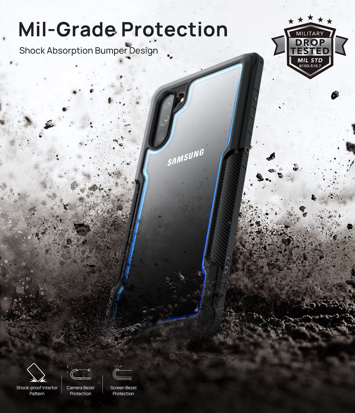 Samsung Galaxy Note 10 Case, Heavy Duty Shockproof Slim Clear Armor Cover