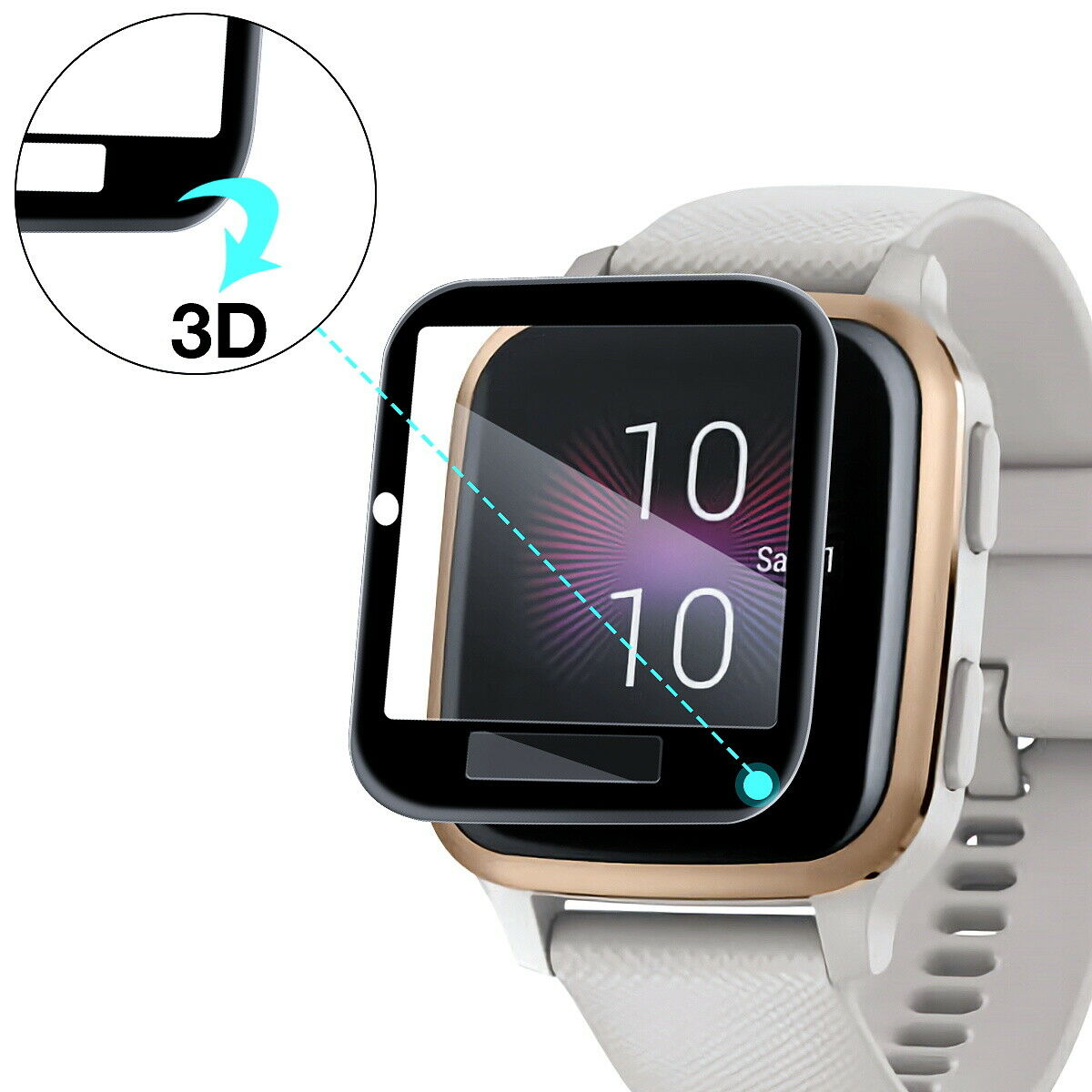 2X For Garmin Venu SQ Music Screen Protector 3D Full Cover Glass Film Watch