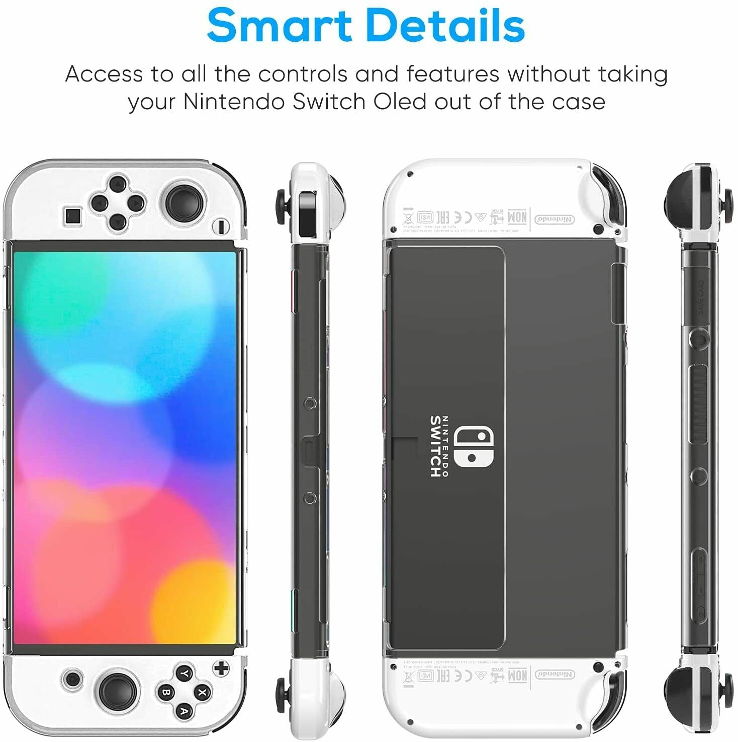 For Switch Nintendo OLED Console Clear Case Slim Heavy Duty Shockproof Hard Cover