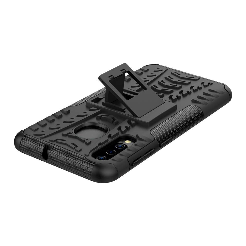 Samsung Galaxy A30 Heavy Duty Tough Shockproof Strong Rugged Anti-Knock Kids Protective Case Cover (Black)