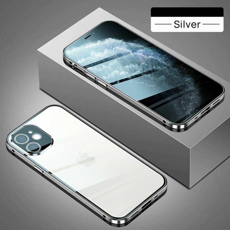 For iPhone 12 Pro 6.1" Case 360° Magnetic Metal Double-sided Glass Cover