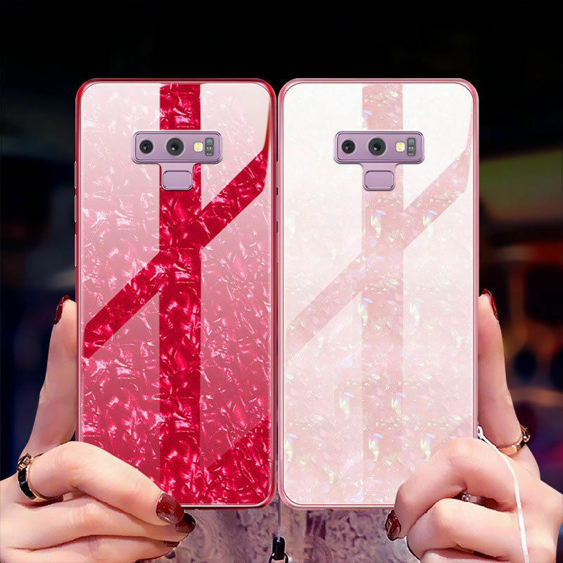 For Samsung S10 Plus Case Luxury Tempered Glass Back Shockproof Cover-Pink