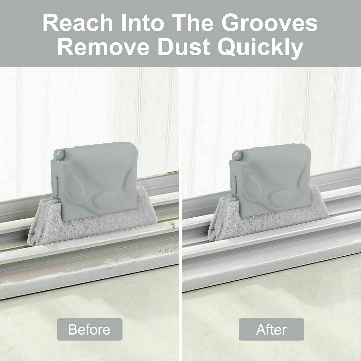 2X Window Door Track Cleaning Brush Gap Groove Sliding Tool Dust Cleaner Kitchen