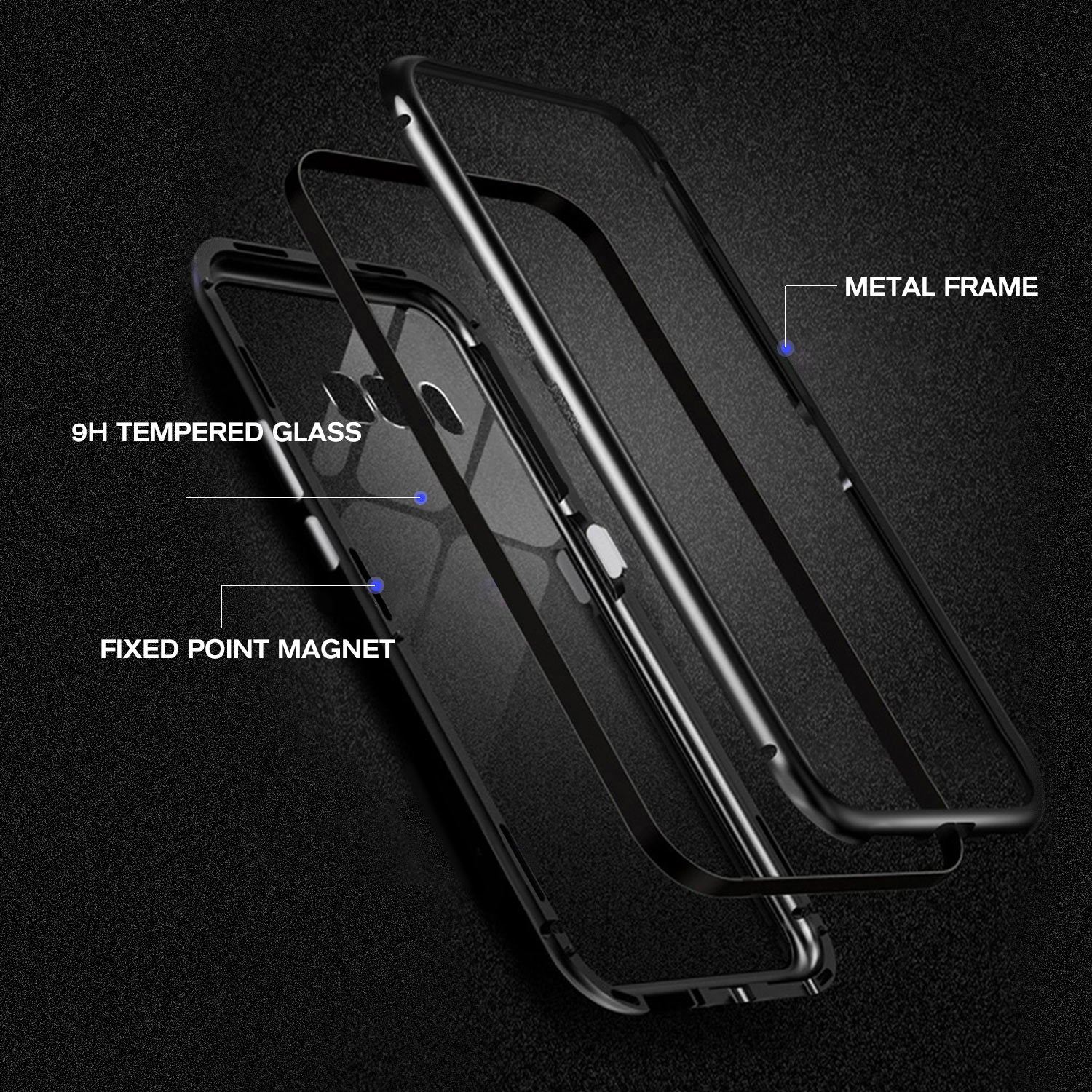 For Galaxy S10 Plus Magnetic Metal Tempered Glass Case Cover-Black, White, Red