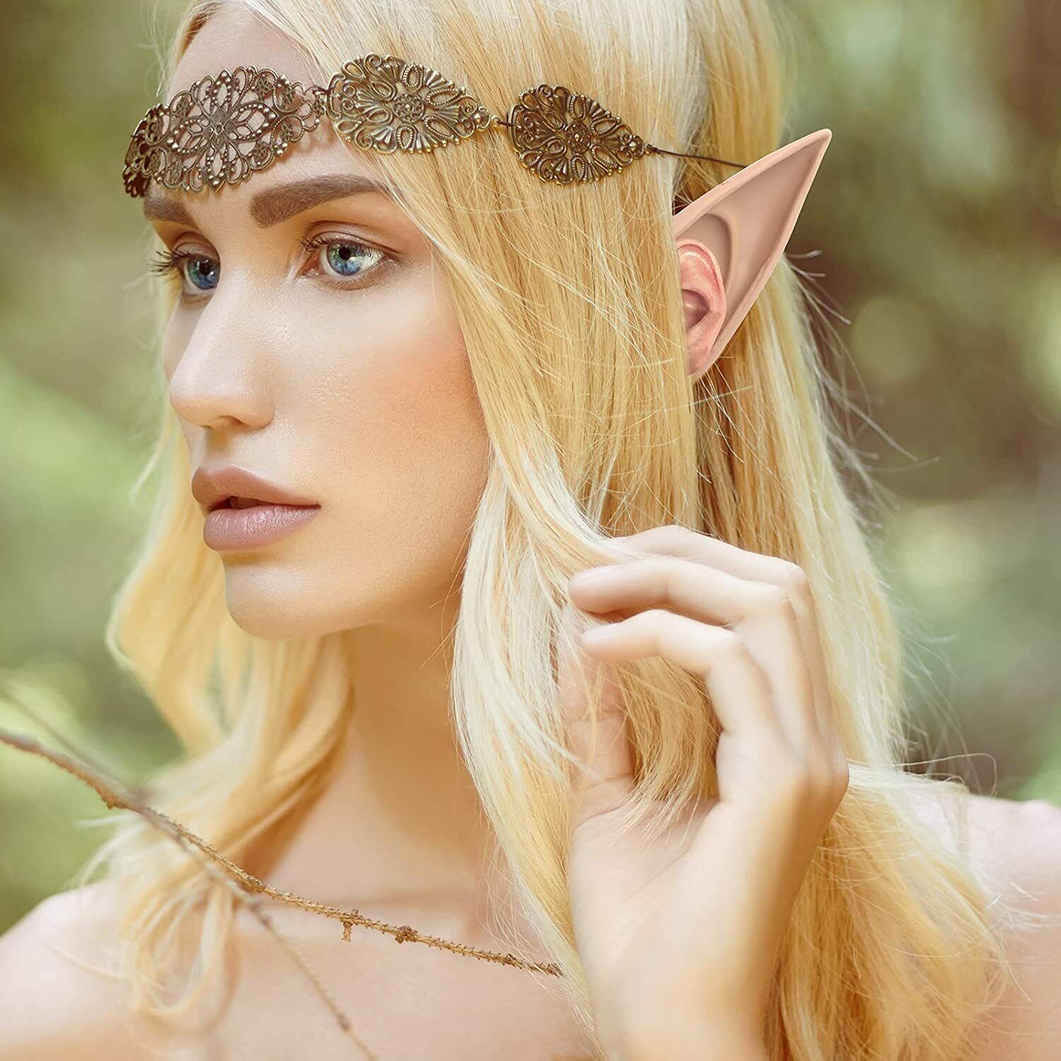 2 Pairs Rubber Elf Ears Fairy Elven Pixie Hobbit Demon Halloween Costume Cosplay