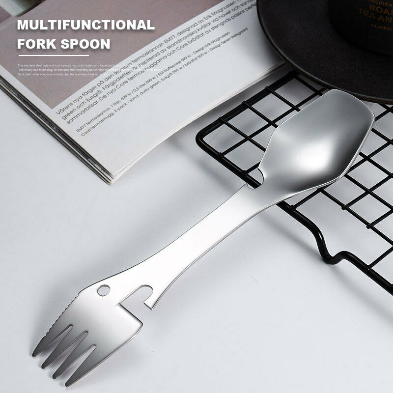 Stainless Steel multifunctional Cutlery Knife Fork Spoon Clip Camping Hiking