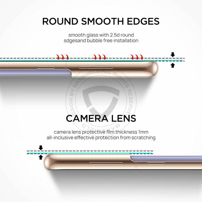 Tempered Glass Screen Protector and Camera Lens Protector for Samsung Galaxy S21