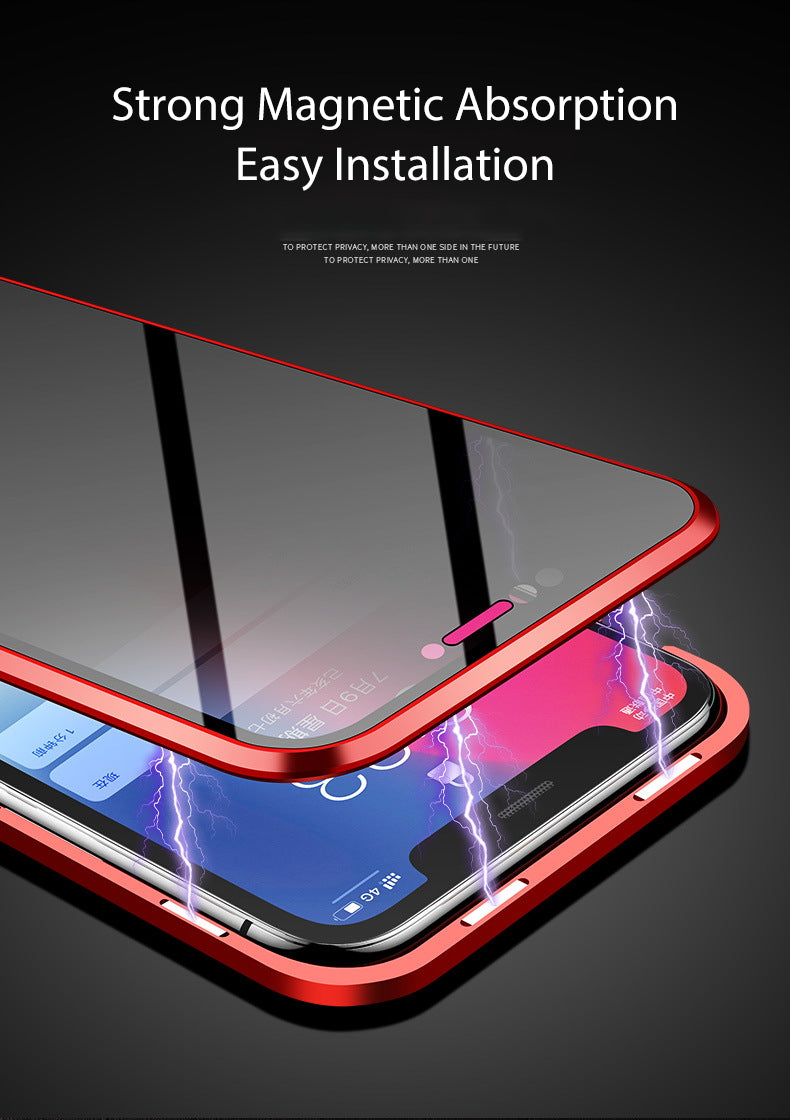 iPhone XS MAX  Case Magnetic Metal Anti Spy Tempered Glass Cover