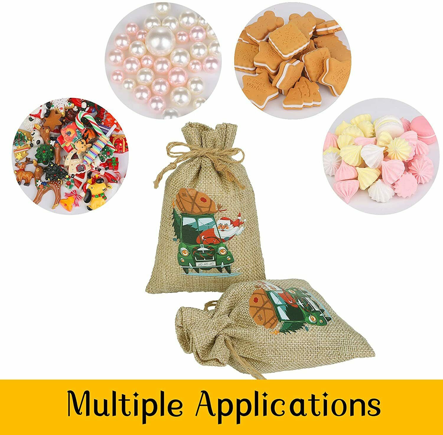 4PS Christmas Gift Bag Small Cloth Candy Treat Gift Wrapping Packing Decoration
