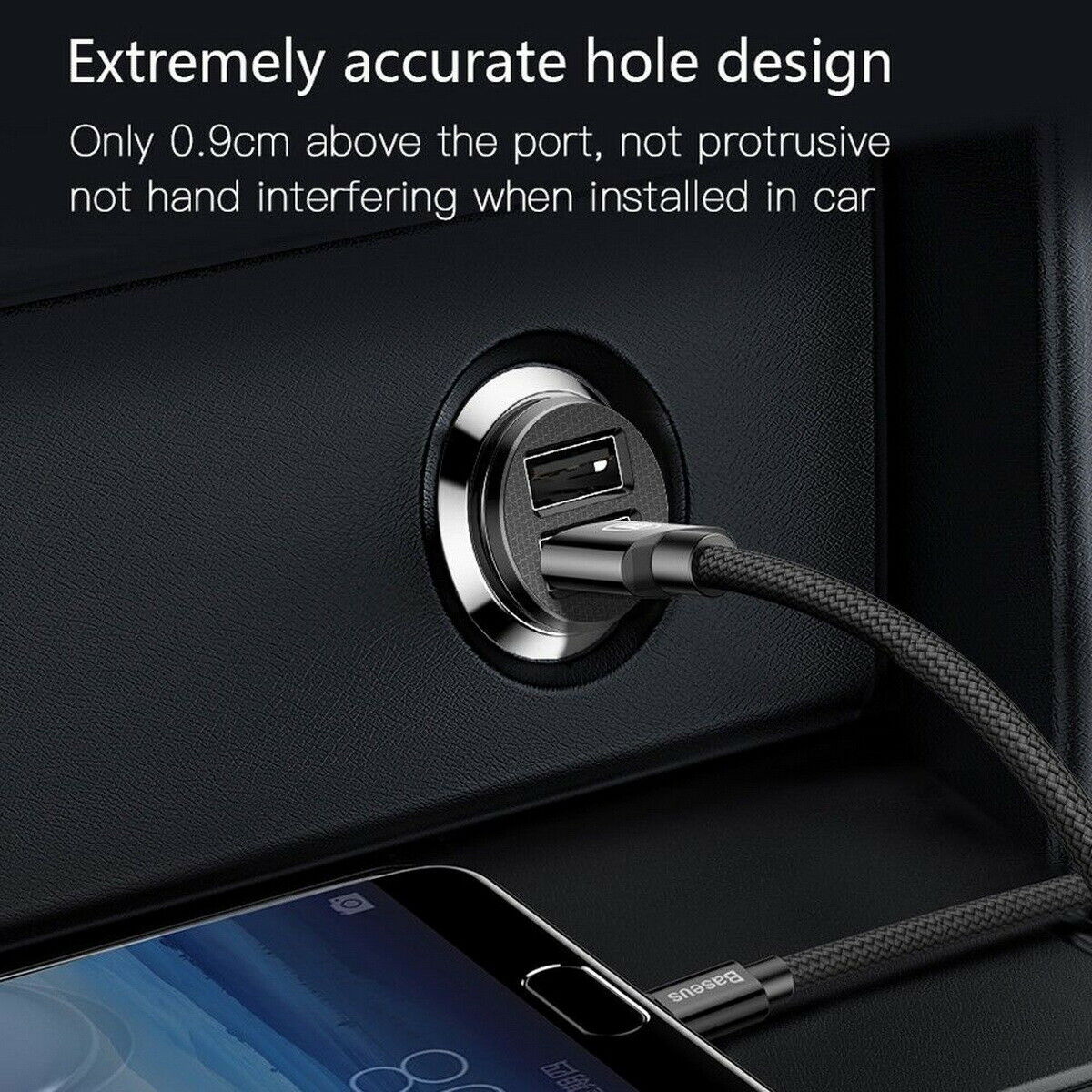 Ultra mini Baseus 3.1A Fast Charging Dual Ports USB Car Phone Charger Adapter